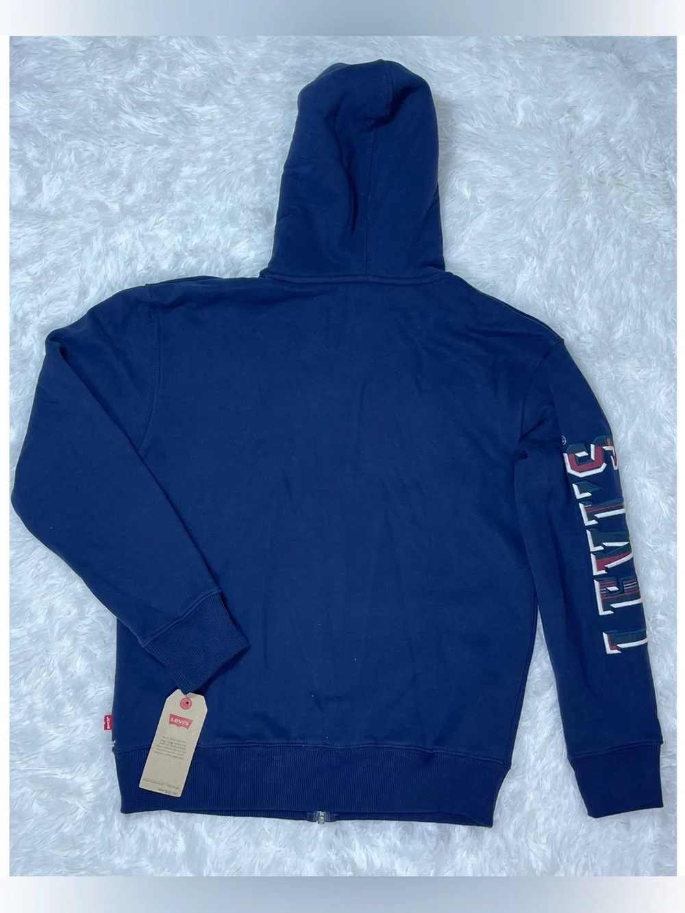 Levi's Kids Navy Hooded Zip Sweatshirt with Sherpa Lining Size LG Brand New